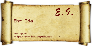Ehr Ida névjegykártya